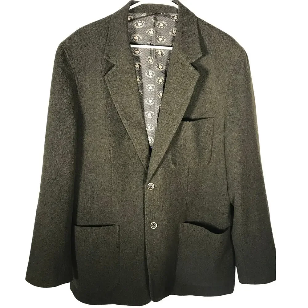 Nat Nast Jacket Blazer Large Mens Wool Olive Green Cashmere Silk Fall Winter L